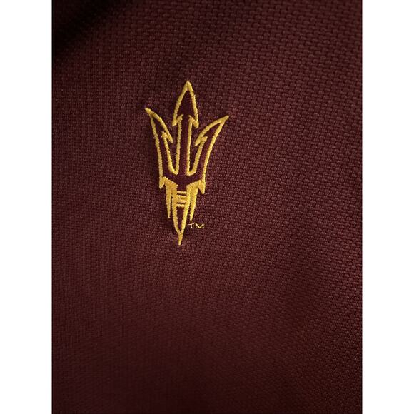 Nike DRI FIT ASU Sun Devils Maroon & Gold Polo Shirt Size L - Picture 2 of 10